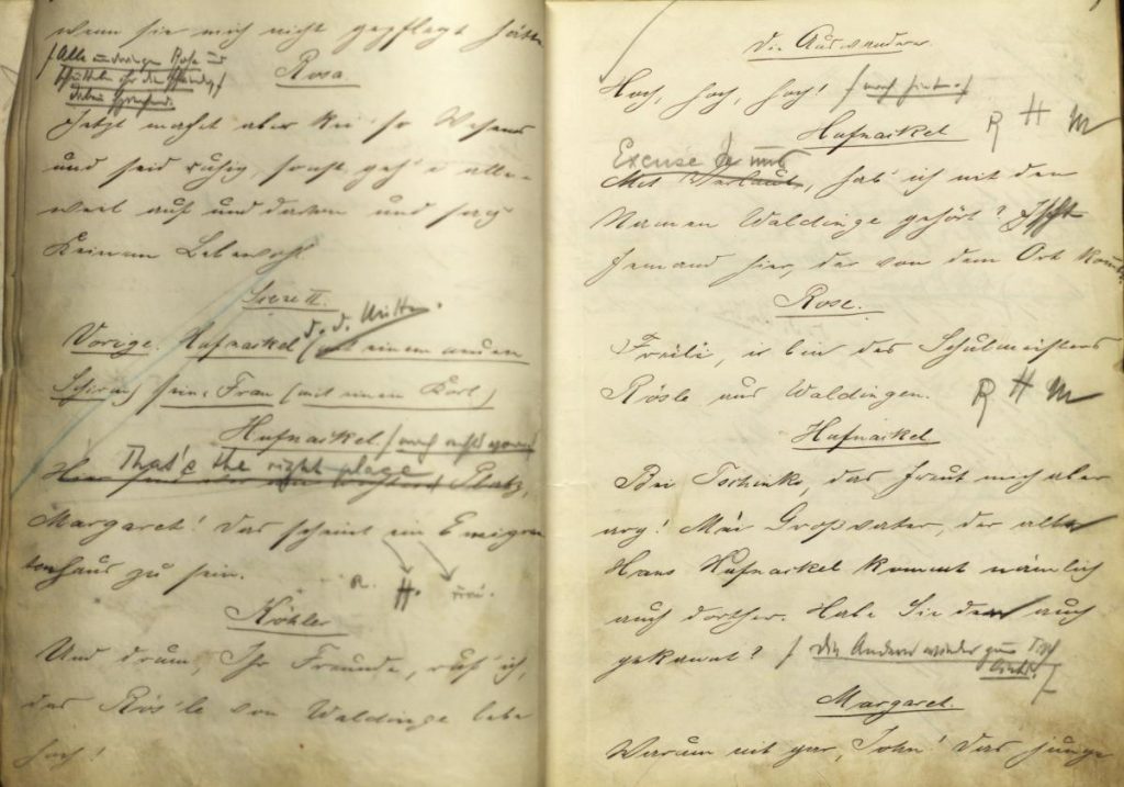 Sample page of handwritten script by Wilhelm Mueller.
