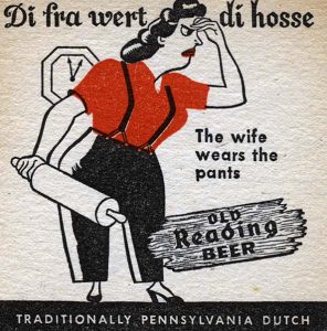 Pennsylvania German Beer Coaster, "The Wife Wears the Pants"