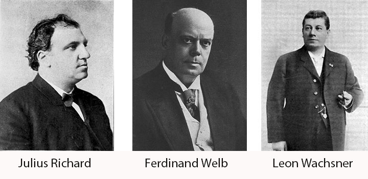 Portraits of Julius Richard, Ferdinand Welb, and Leon Wachsner