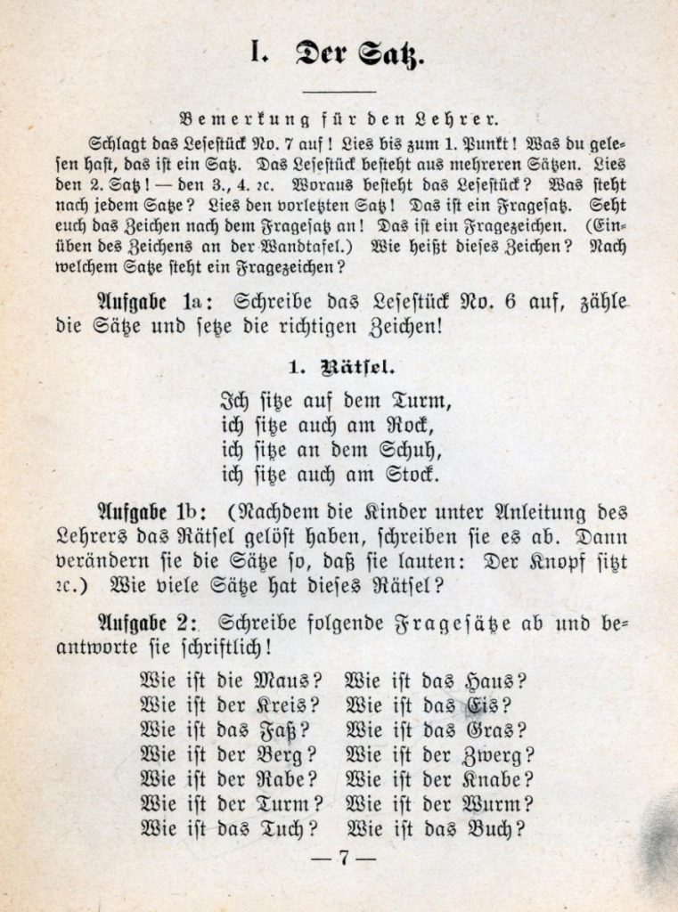 A page from Schriftliche Aufgaben für den deutschen Sprachunterricht., 1894.