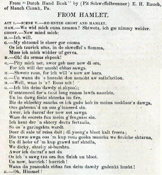 Hamlet, in Pennsylvania German