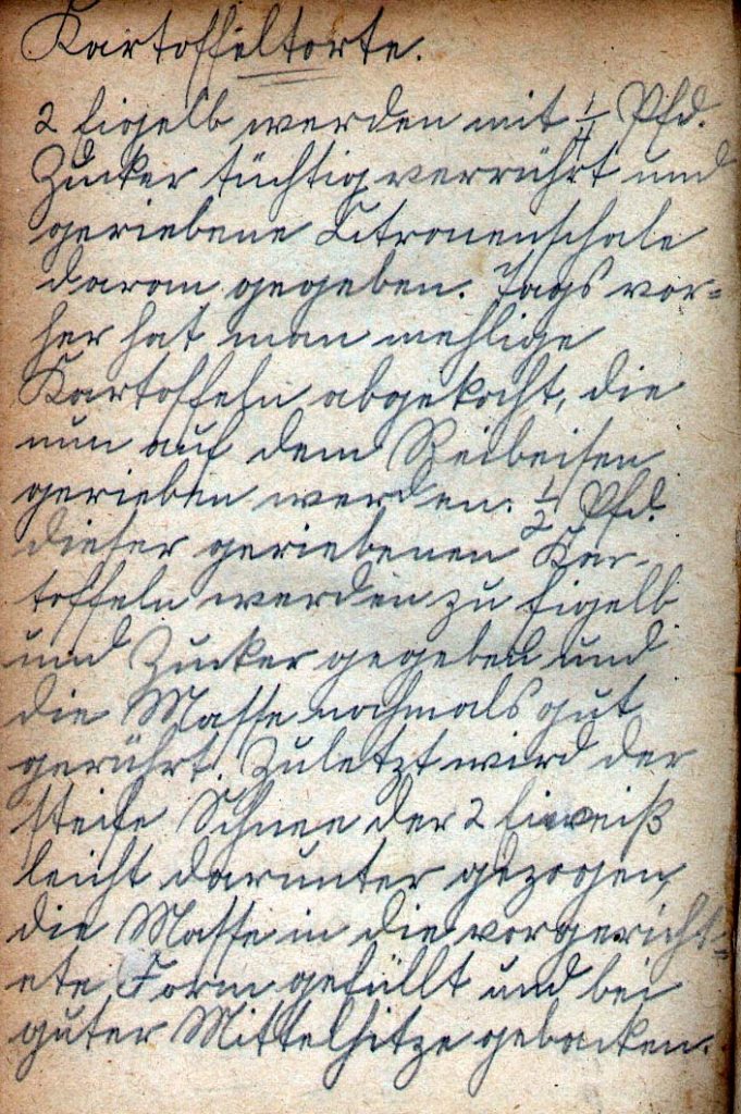 Handwritten recipe, in Kurrent German handwriting