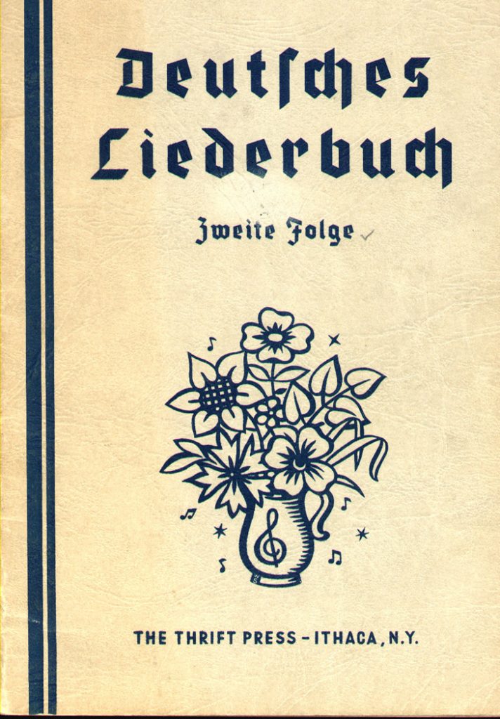 Cover of Deutsches Liederbuch, published by Thrift Press, Ithaca, New York.