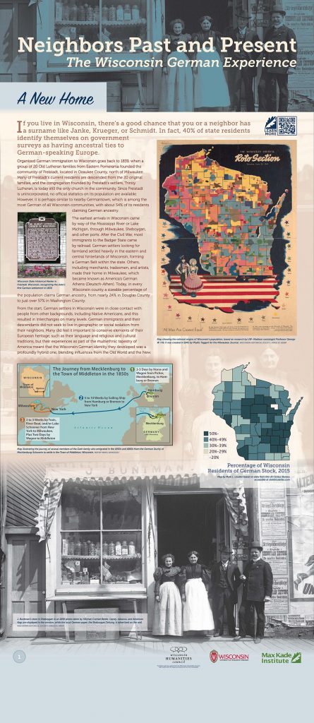 "A New Home," the first panel in MKI's traveling exhibit, Neighbors Past and Present