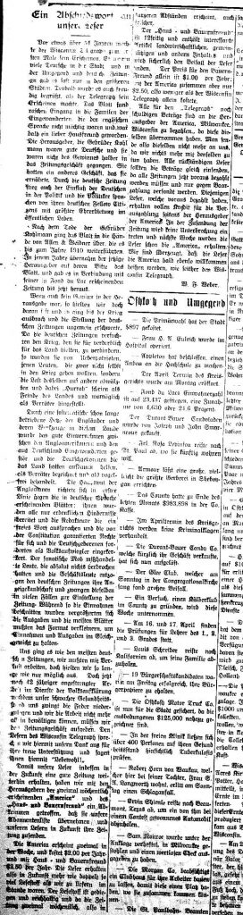 1920 Abschied of the Wisconsin Telegraph
