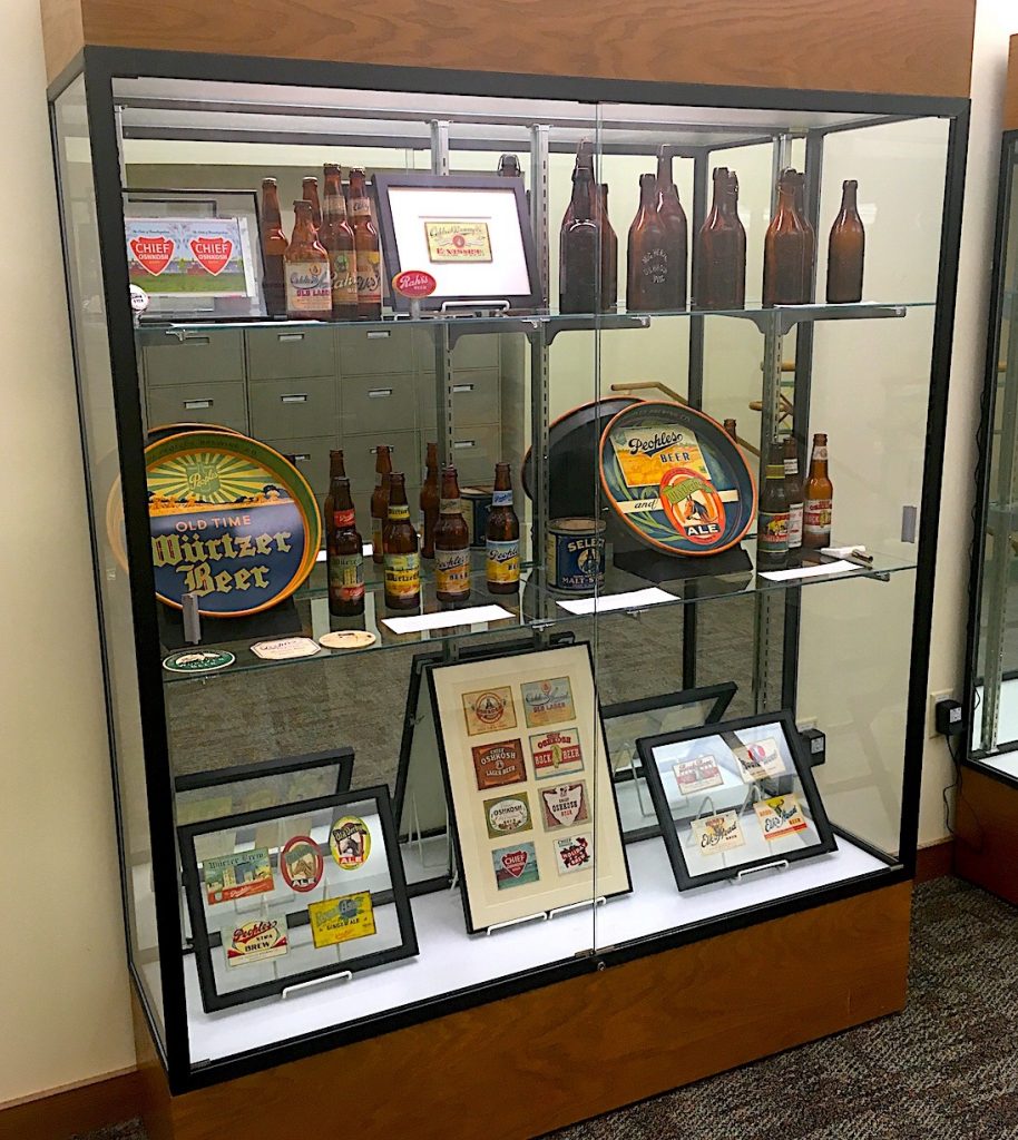 Display on the the history of local breweries at the Oshkosh Public Library