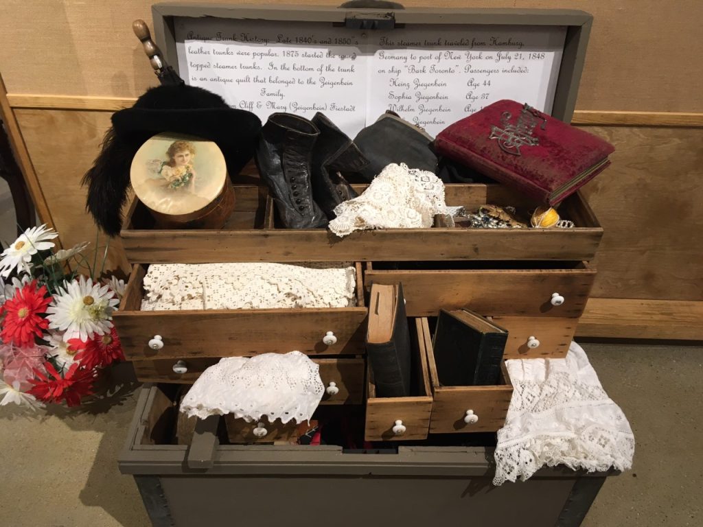 Exhibit of realia related to German immigration, shown in Seymour, Wisaconsin