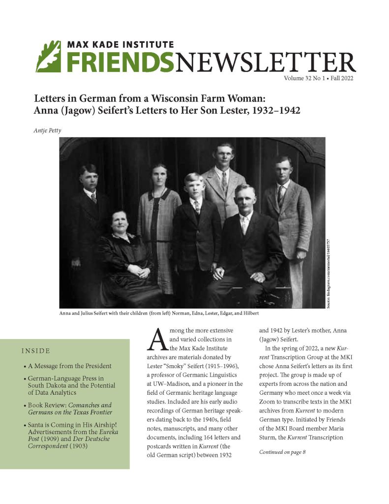 Cover of Fall 2022 MKI Newsletter.