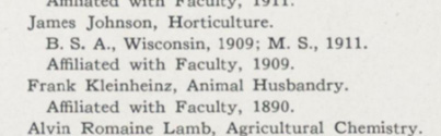 Entry from The Badger (UW–Madison Yearbook), 1914, for Frank Kleinheinz