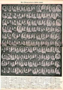 A photographic collage of the Milwaukee Musikverein's Damenchor (women's choir), 1899-1900.