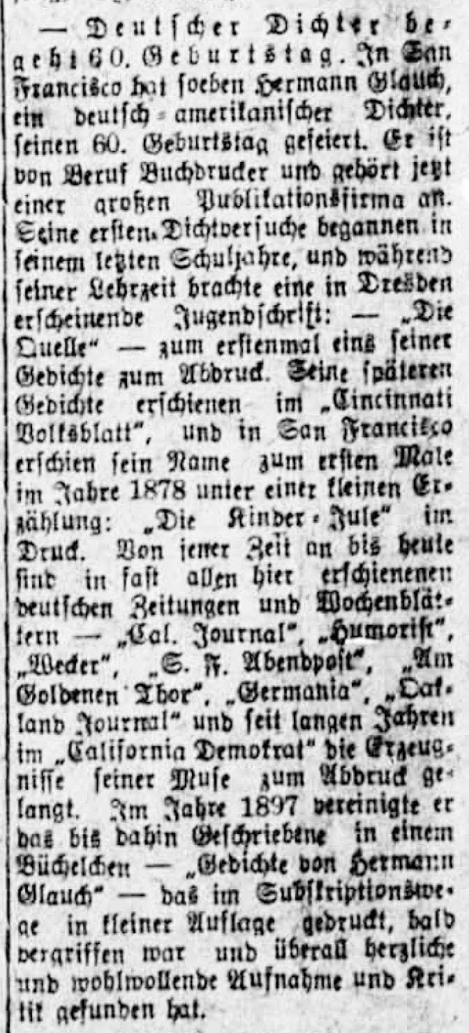 An article in German about the poet Hermann Glauch.